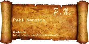 Paki Nanetta névjegykártya